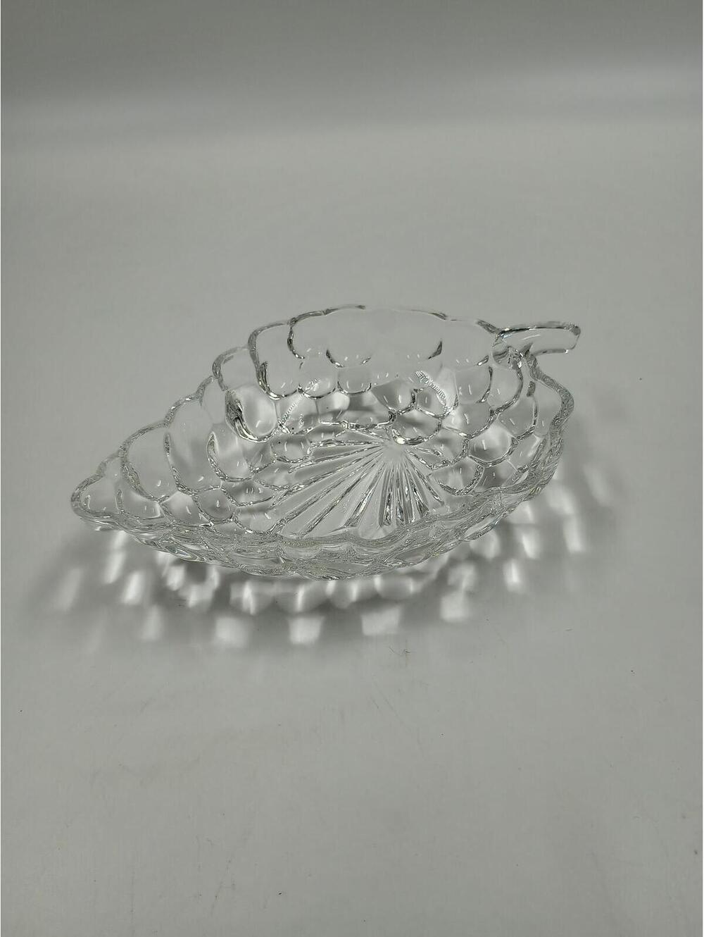 Anchor Hocking Vintage Bubble Glass Candy Dish Leaf Shaped